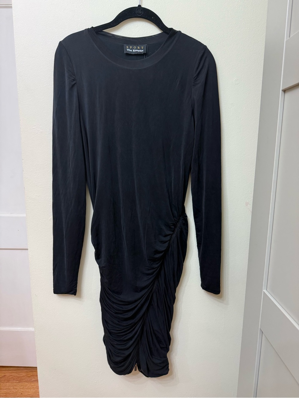The Kooples S Cupro Bodycon Dress Ruched Zipper Asymmetrical Formal Eco Silky